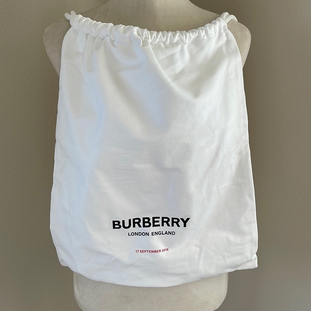 Burberry White Backpack Drawstring Bag 100% Cotton Logo Riccardo Tisci New